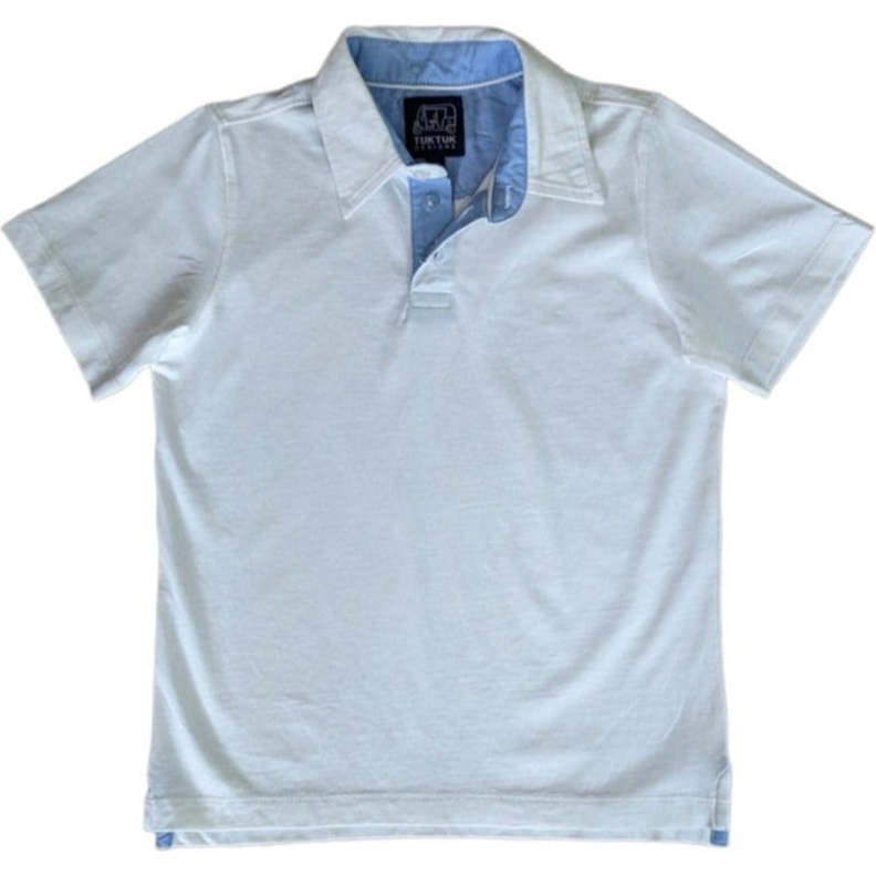 White with Chambray Trim Polo