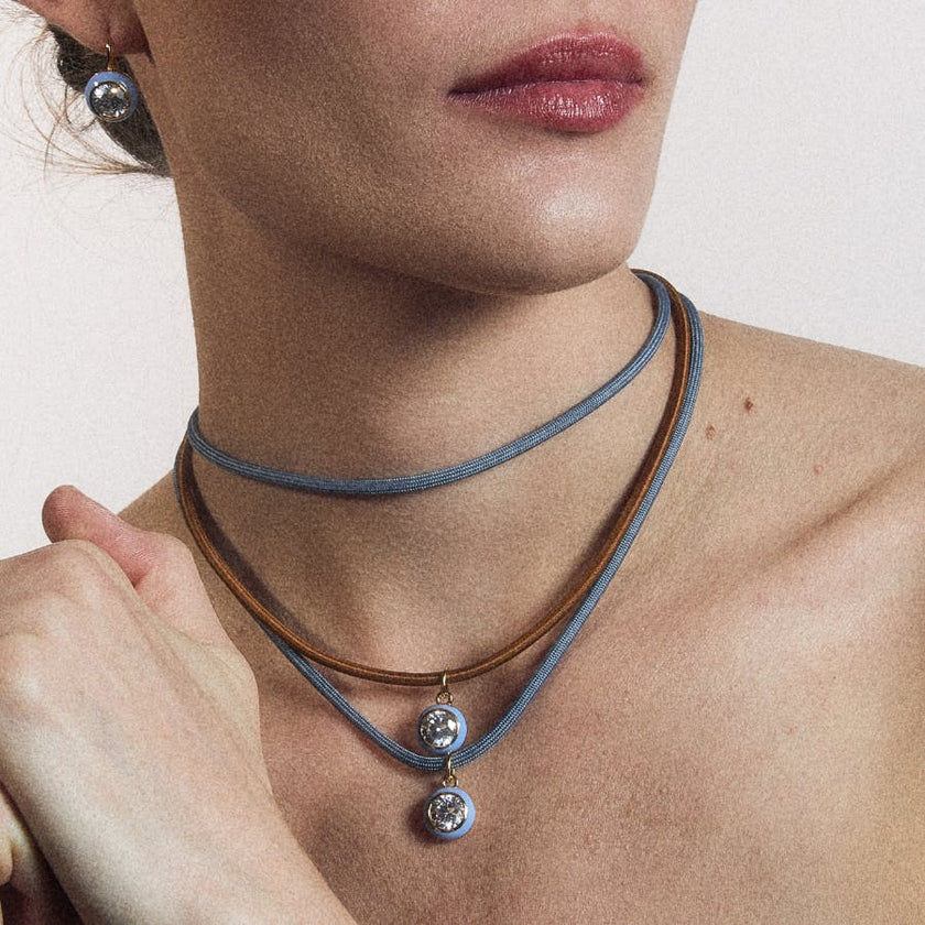 Blue Enamel Bezel Charm
