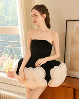 Black Almendra Floral Strapless Dress