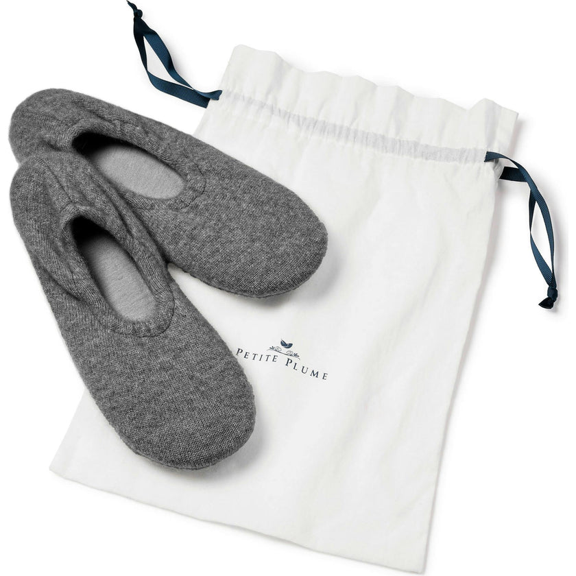 Women's Cashmere Slippers in Dark Grey