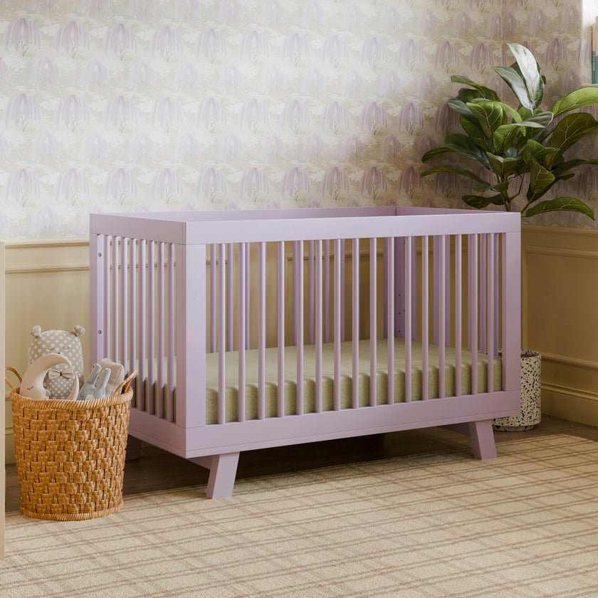 Hudson 3-in-1 Convertible Crib w/Toddler Bed Conversion Kit in Lilac in Lilac
