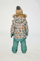 Two Piece Discover Snowsuit Beige Printed with Dogs