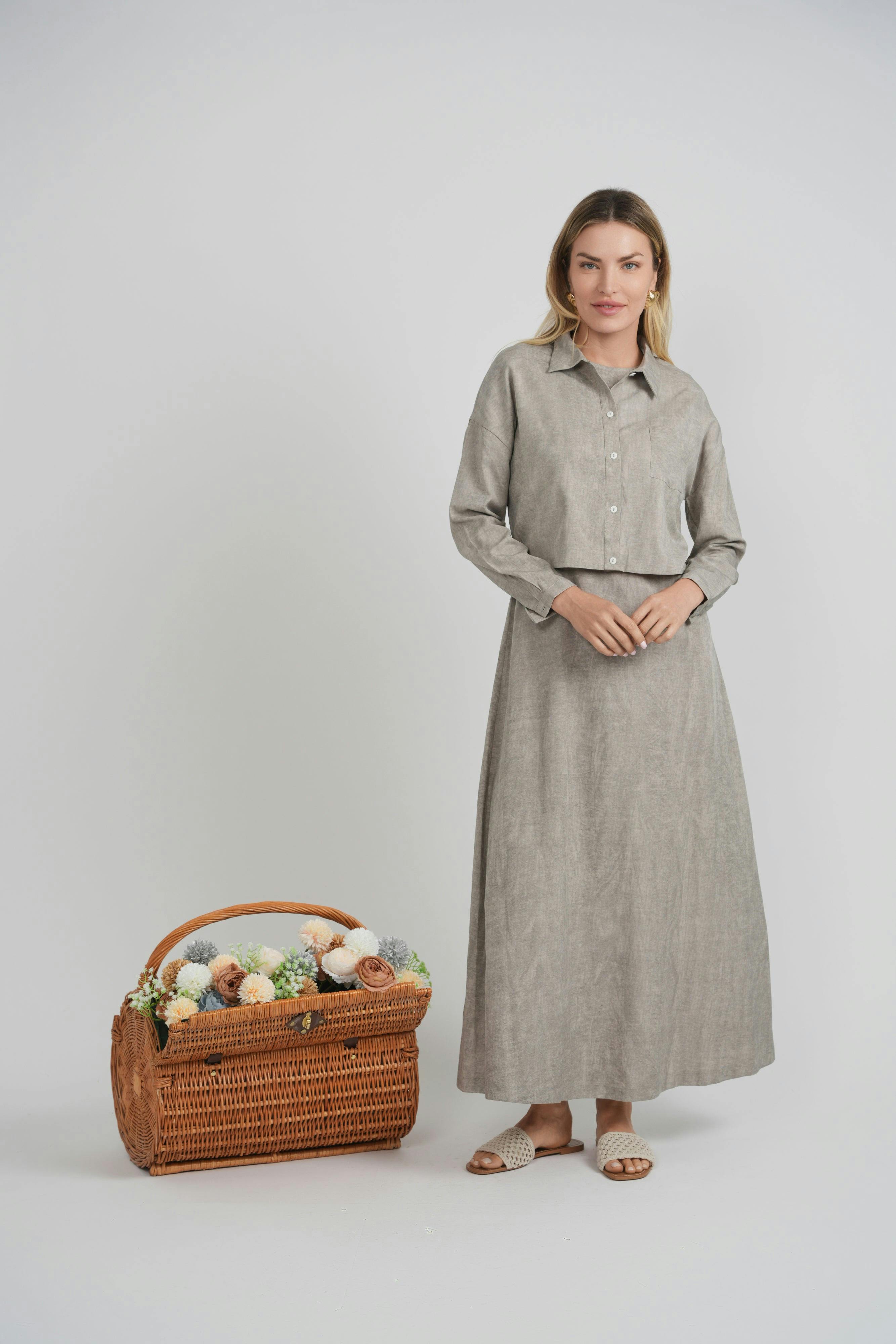 Cotton Linen Cropped Blouse