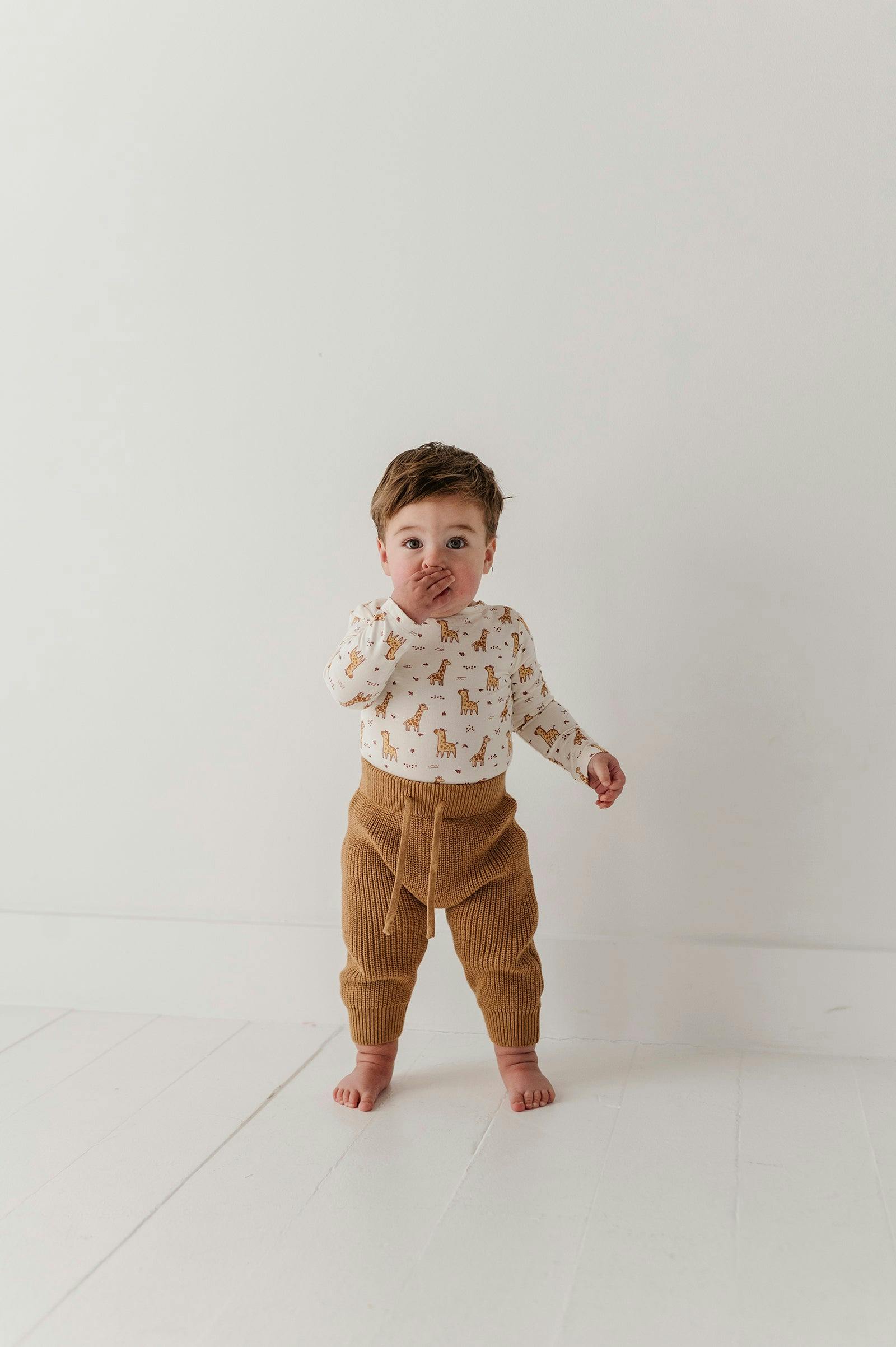 Baby Knit Pants in Camel