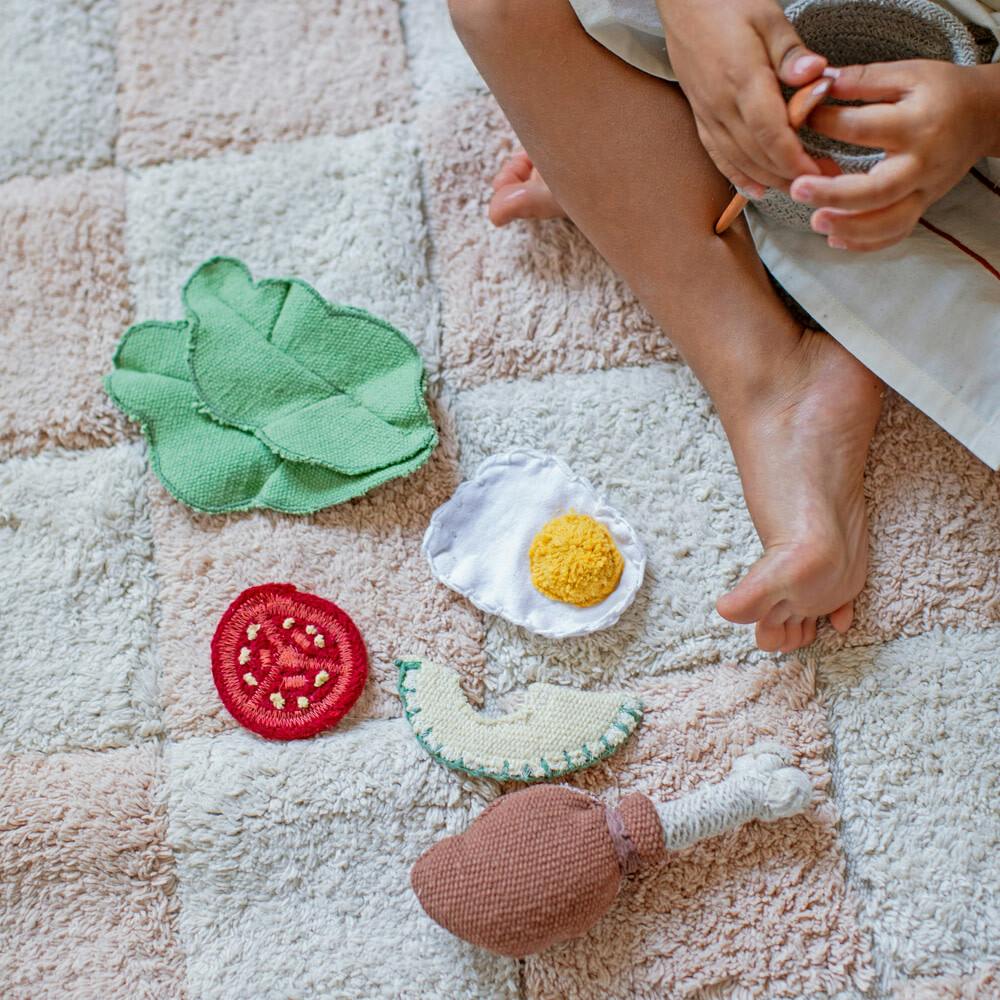 Kitchen Tiles Checkerboard Pattern Washable Rug