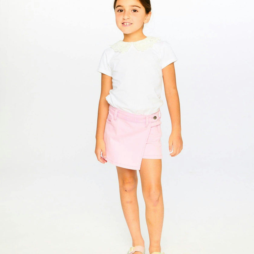 T-Shirt With Crochet Peter Pan Collar