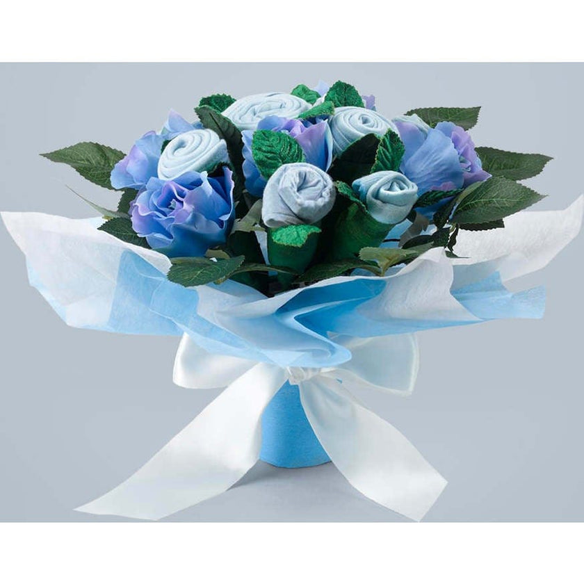 Hand Tied Baby Clothes Bouquet and Personalized