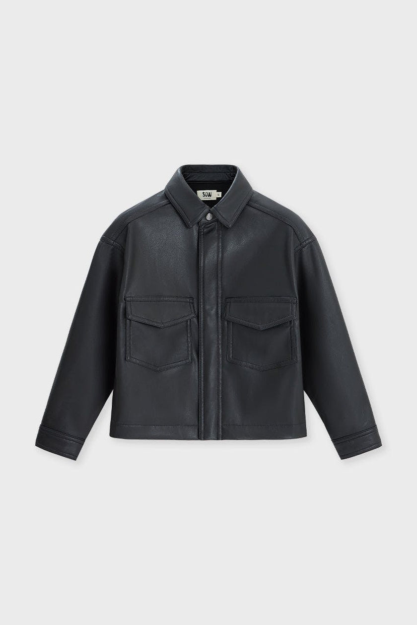 Faux Leather Boxy Shirt