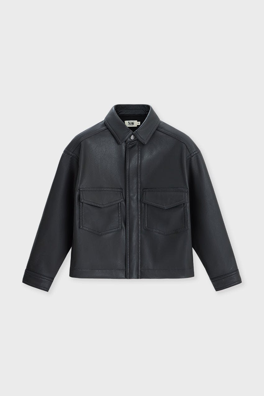 Faux Leather Boxy Shirt