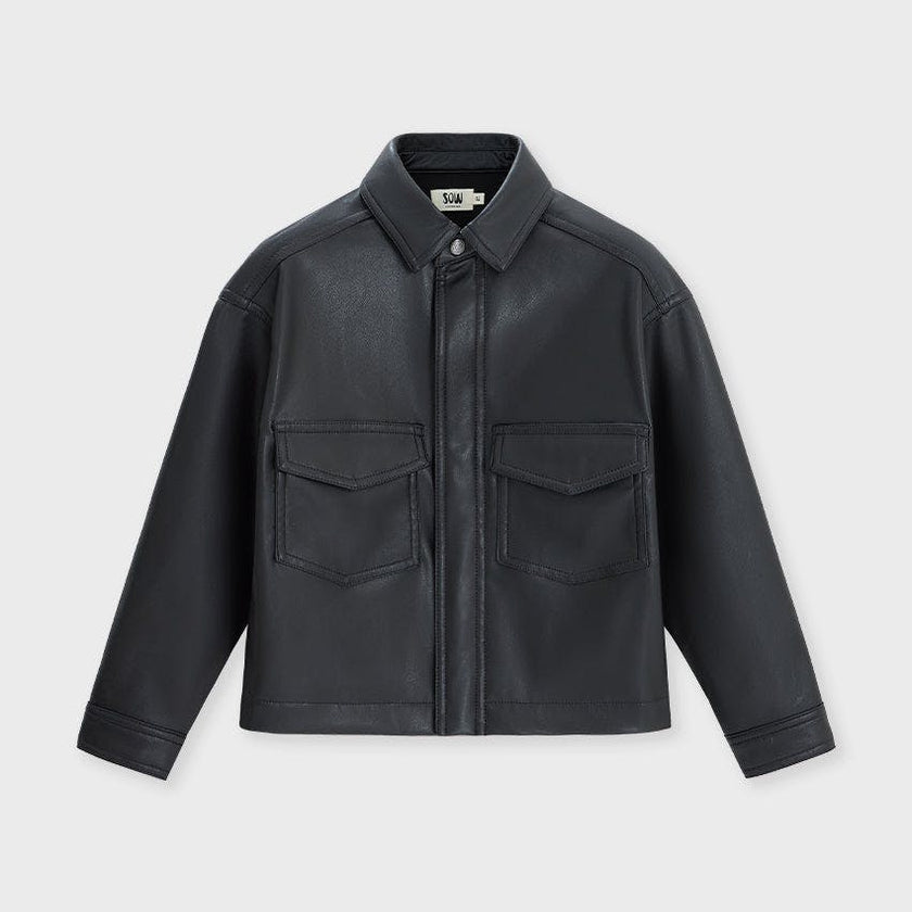 Faux Leather Boxy Shirt