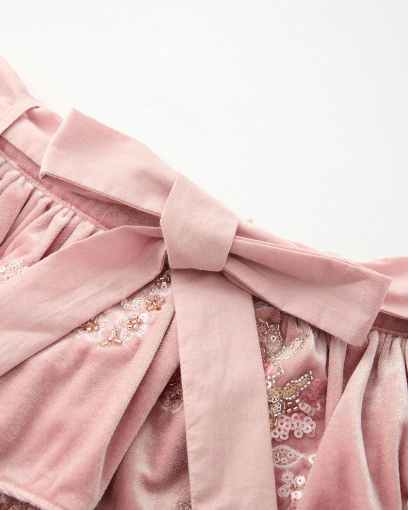Destiny Velvet Frill Mini Skirt