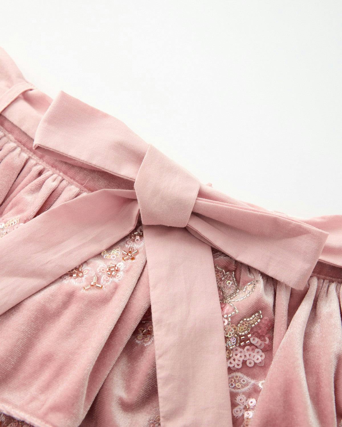 Destiny Velvet Frill Mini Skirt