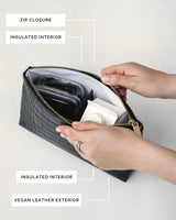 Insulated Small Snack Pouch, Black Croc