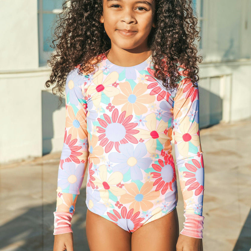 Playa Del Rey Floral One Piece Long Sleeve