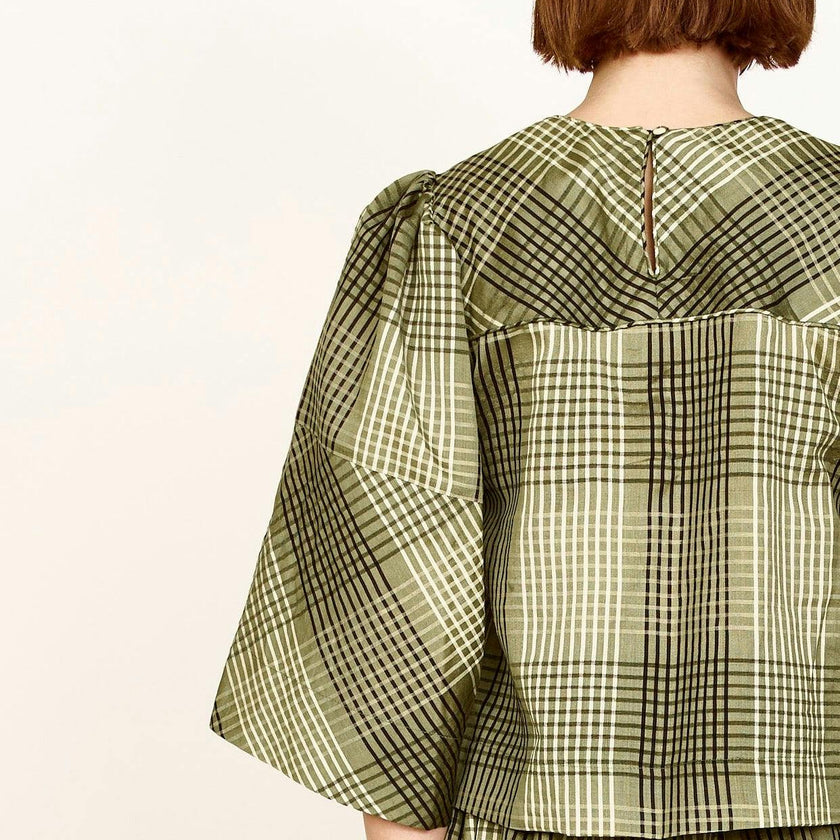 Provence Top in Olive Plaid