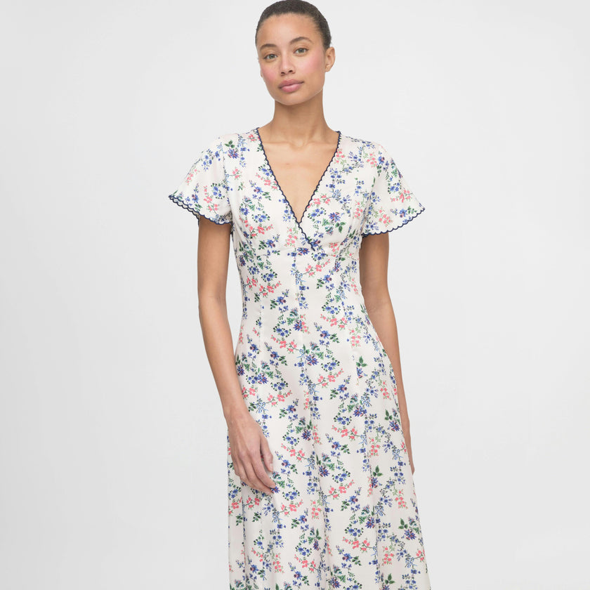 The Brie Dress - Scallop Bow Chintz Pink
