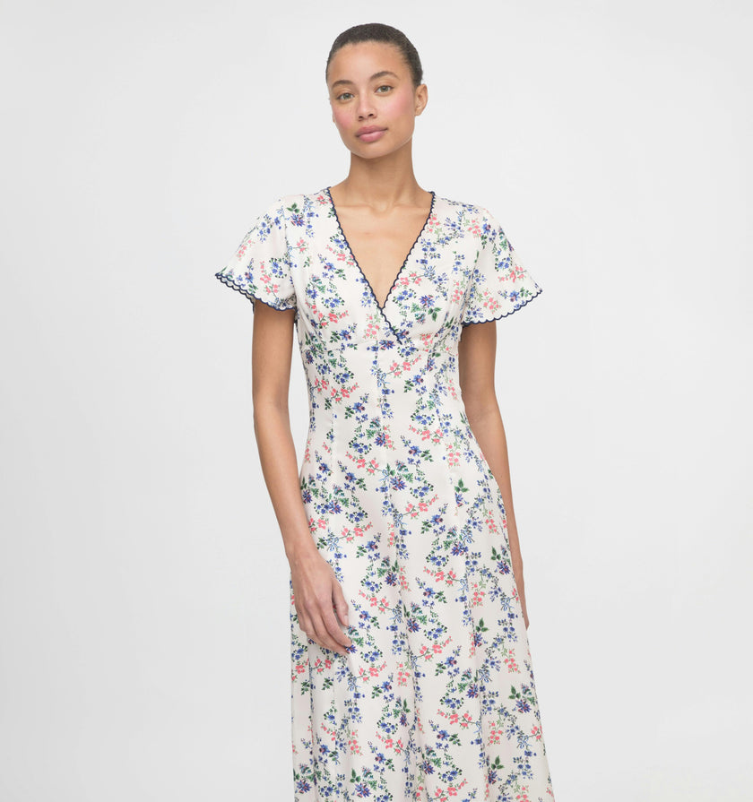 The Brie Dress - Scallop Bow Chintz Pink