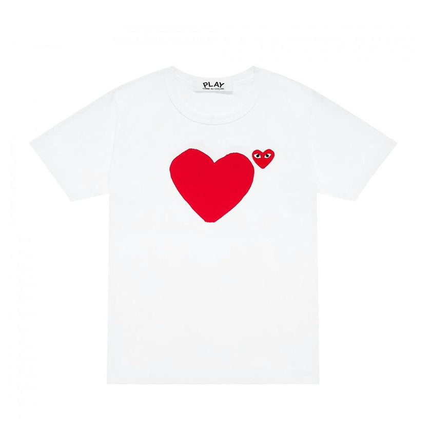 White Heart Print Front/Back T-Shirt