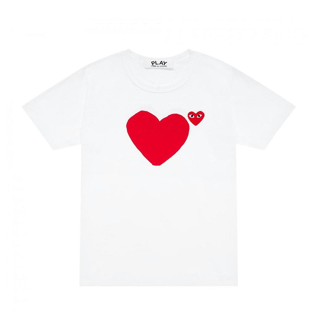 White Heart Print Front/Back T-Shirt