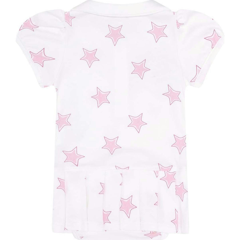 Pink Stars Print Onesie Dress