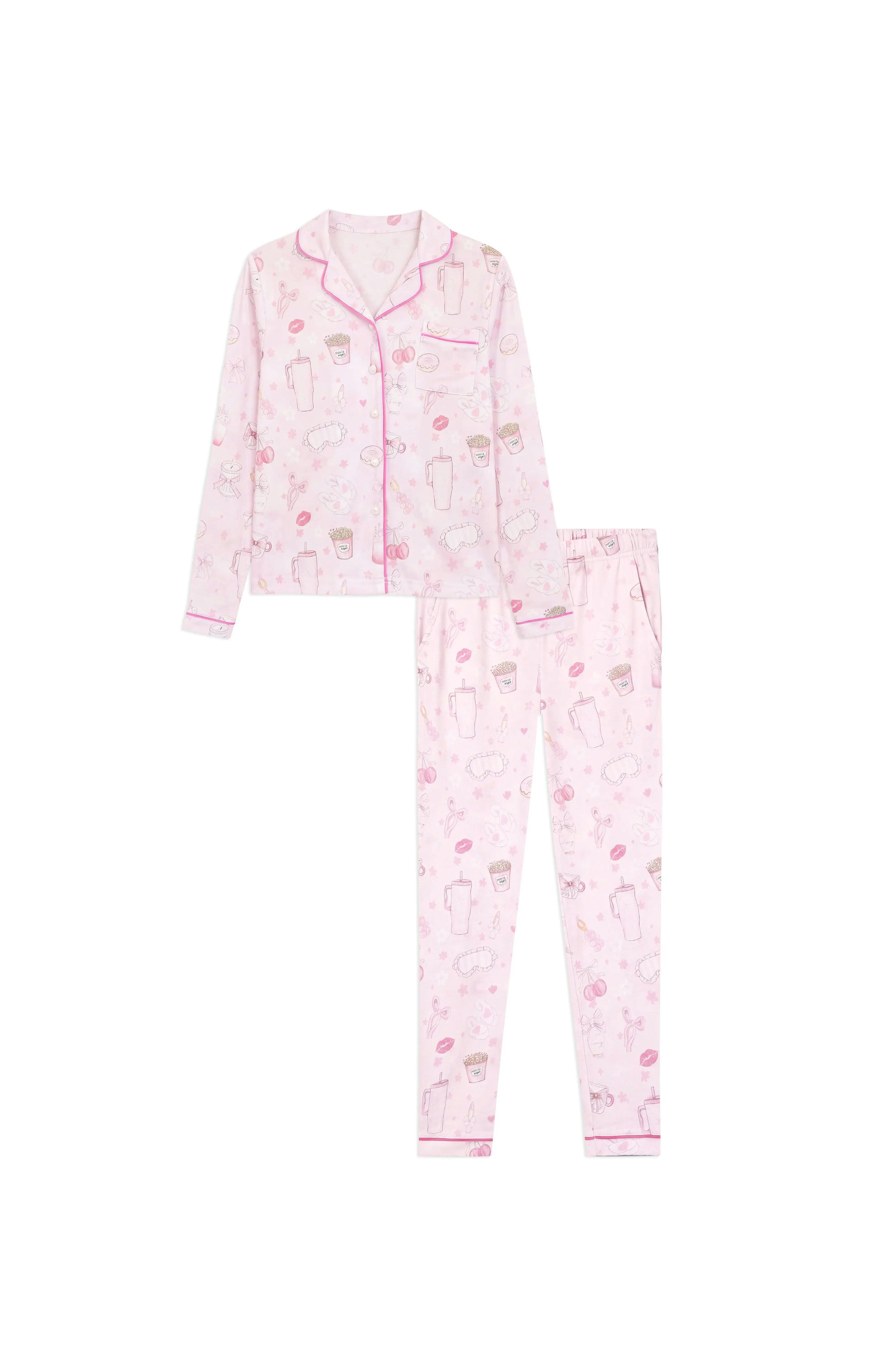 Blush Club Long Sleeve Jersey Pajama Pant Set
