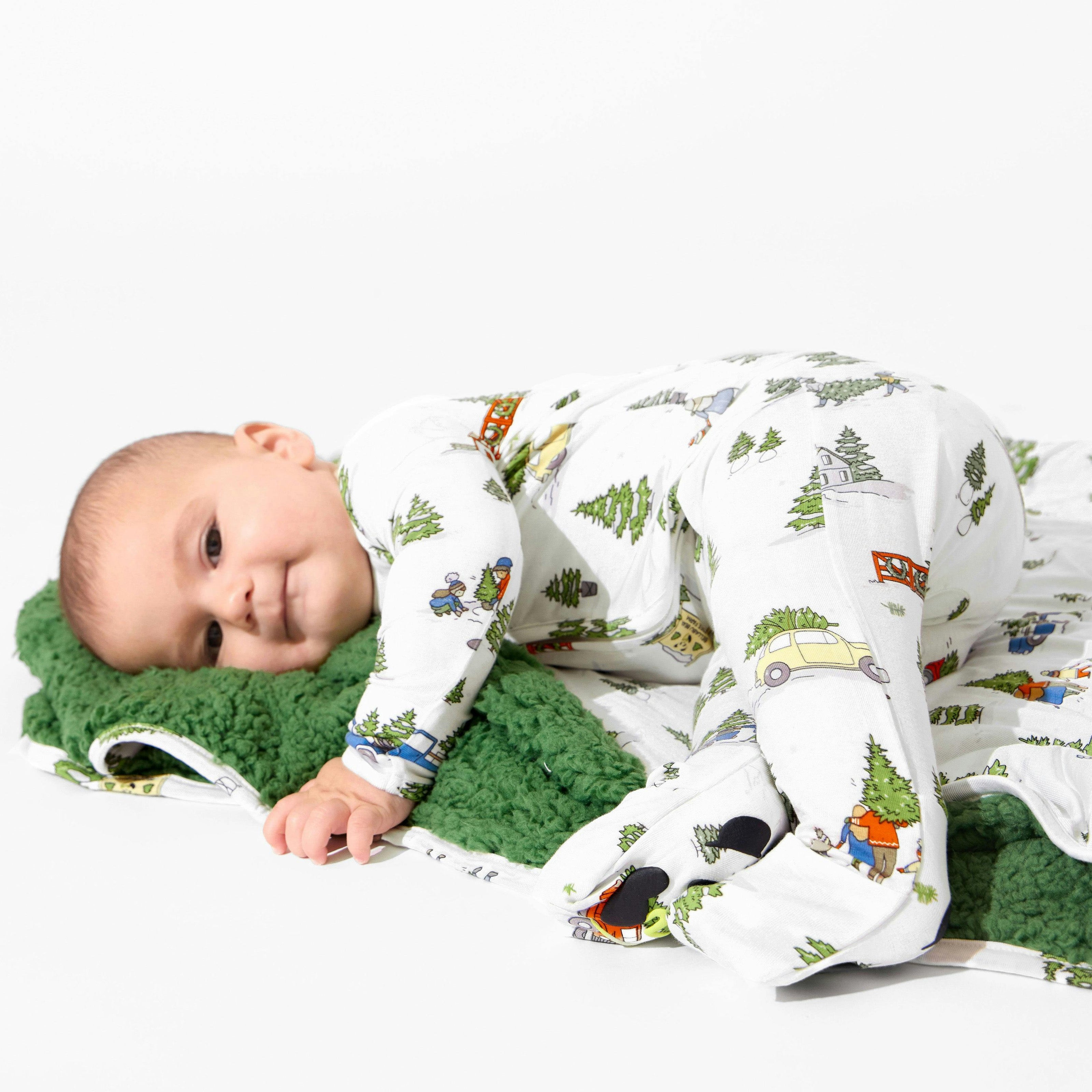 Christmas Tree Farm Bamboo Sherpa Blanket