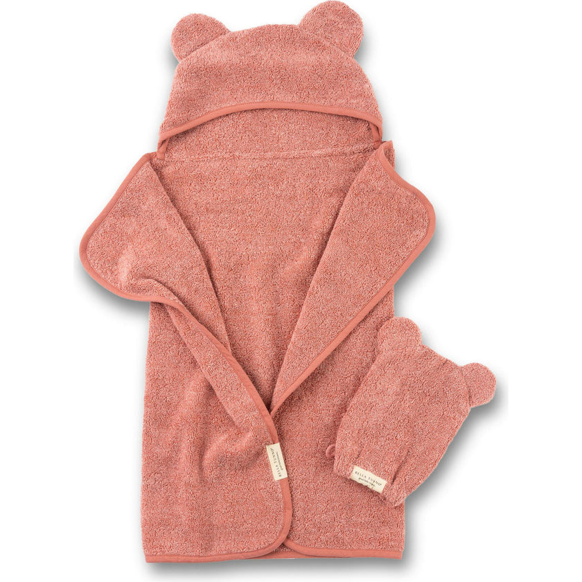 Hooded Towel + Wash Mitt Set Watermelon