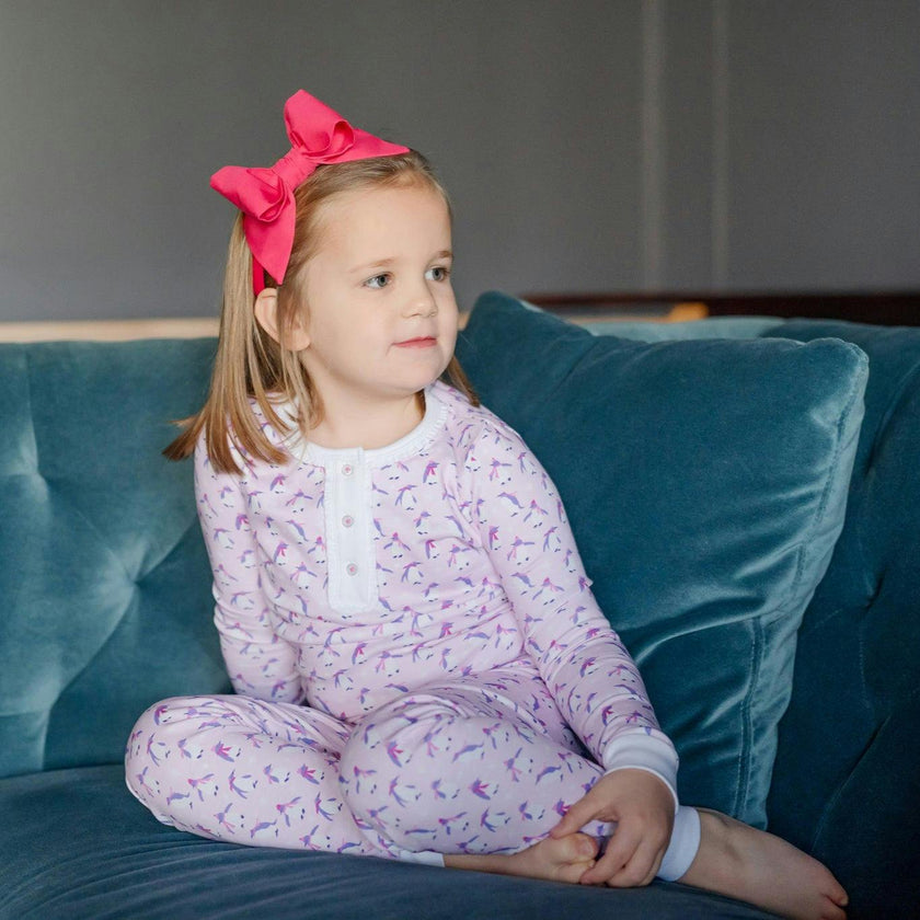 Alden Girls' Pajama Pant Set - Penguin Party Pink
