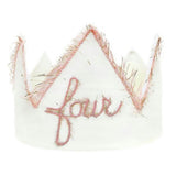 "Four" Linen Crown With Eyelash Trim