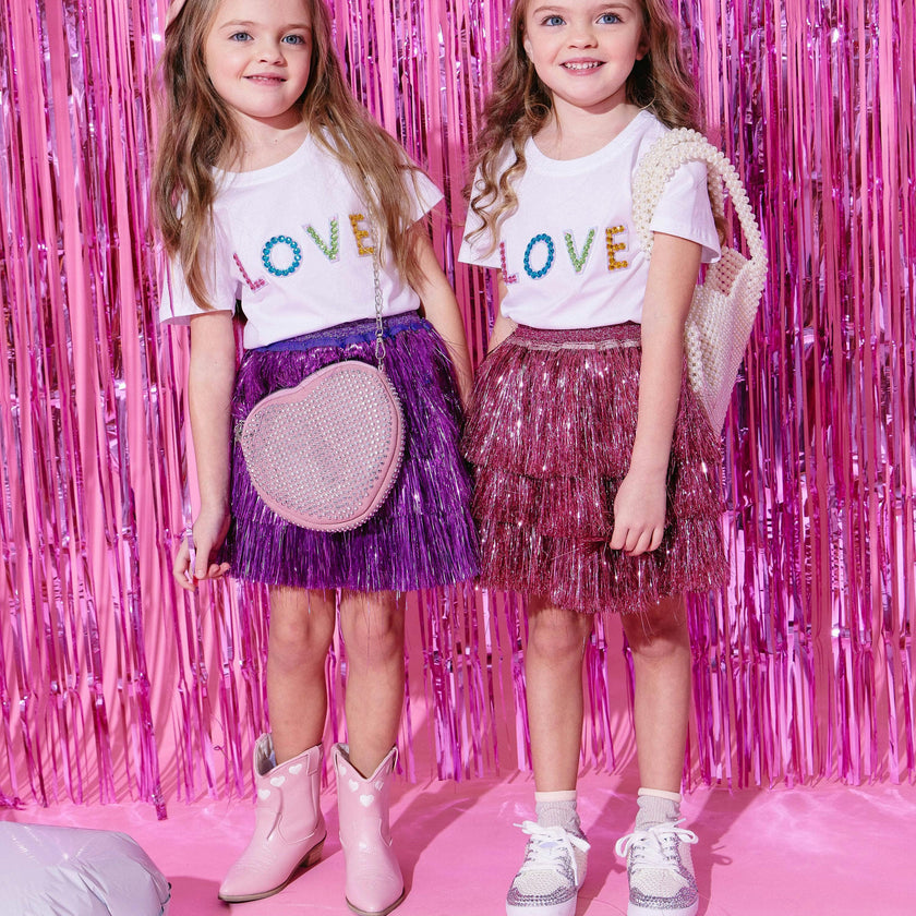 Hot Pink Shimmer Tinsel Party Skirt
