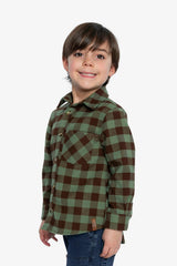 Brushed Flannel Shirt Green And Brown Plaid