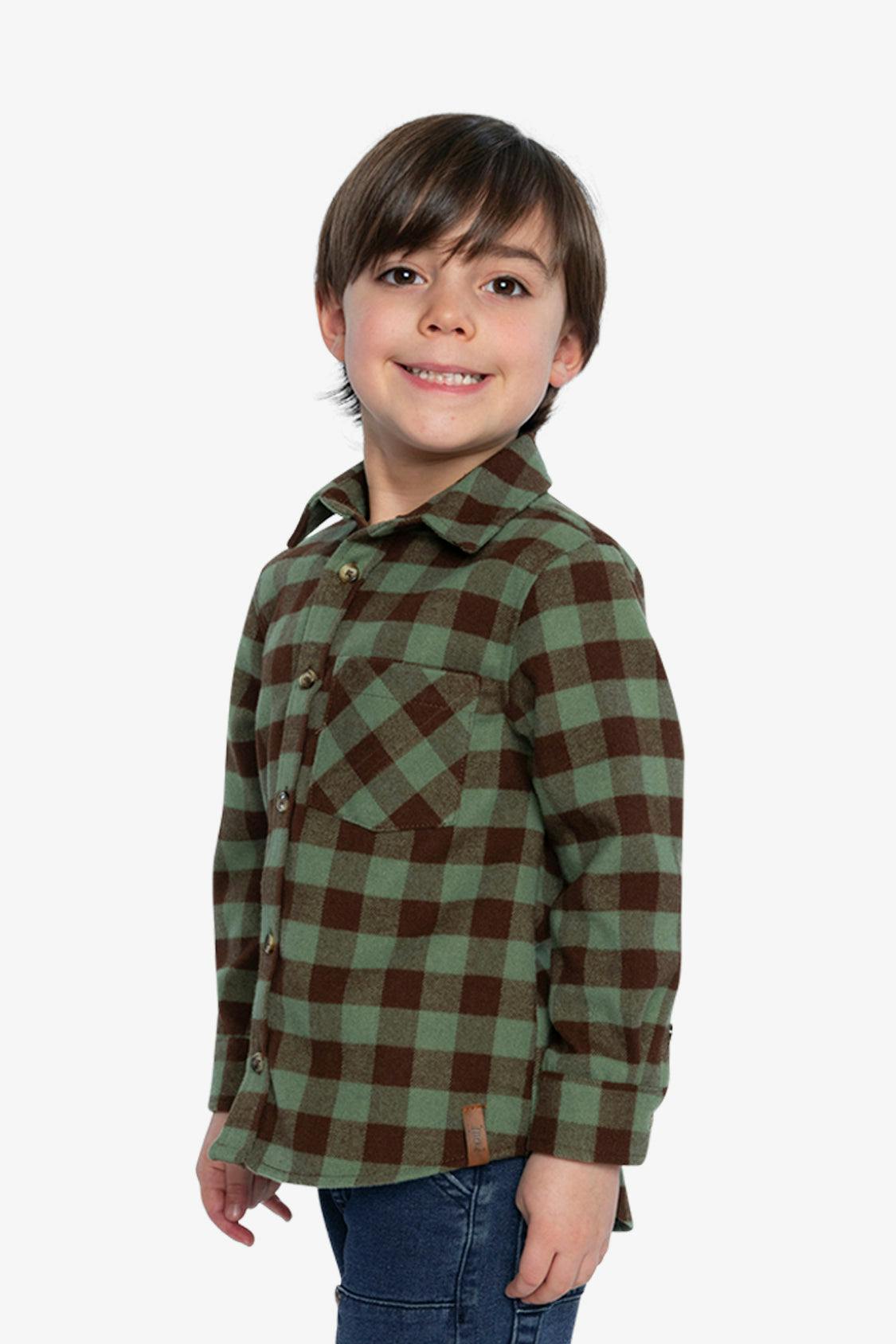 Brushed Flannel Shirt Green And Brown Plaid