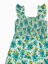 Green Floral Georgia Girl Hand-Smocked Dress