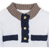Organic Mock Neck Henley Sweater Dress, Blue