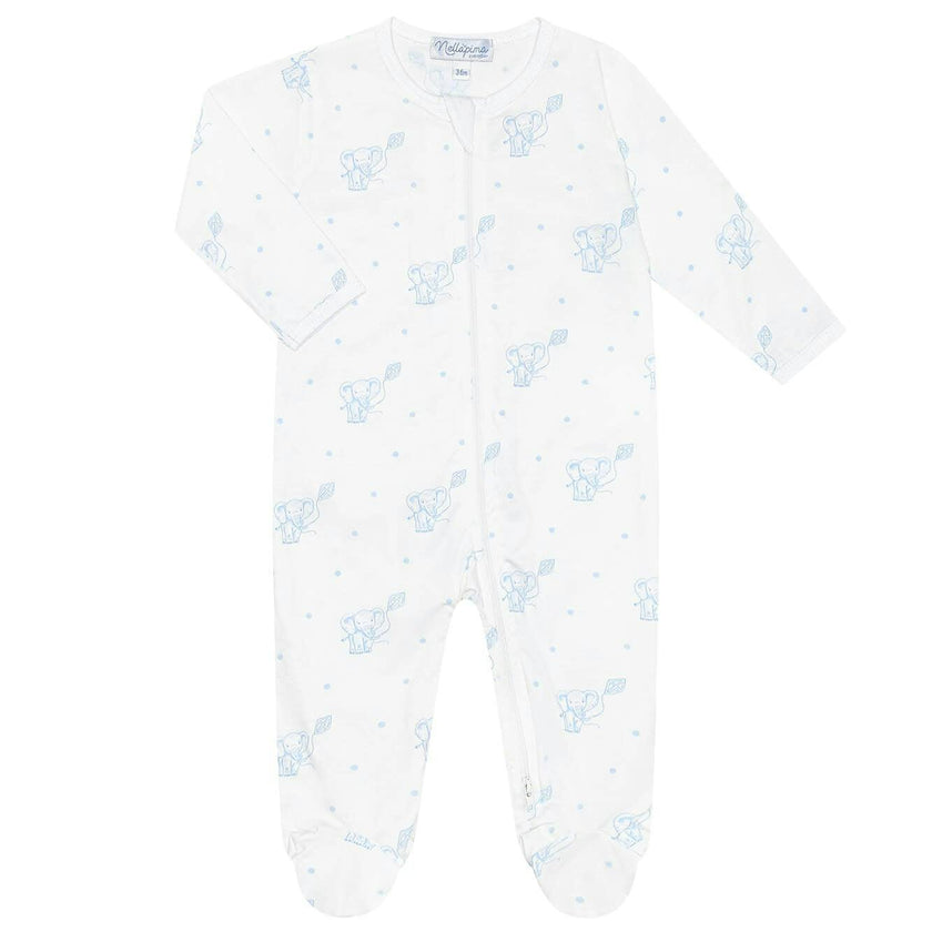 Blue Elephant Zipper Footie