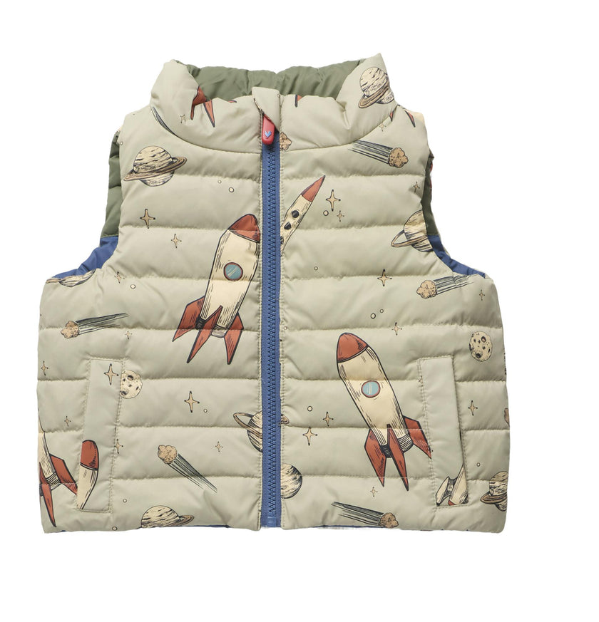 Boys Reversible Riley Vest - Space Rocket