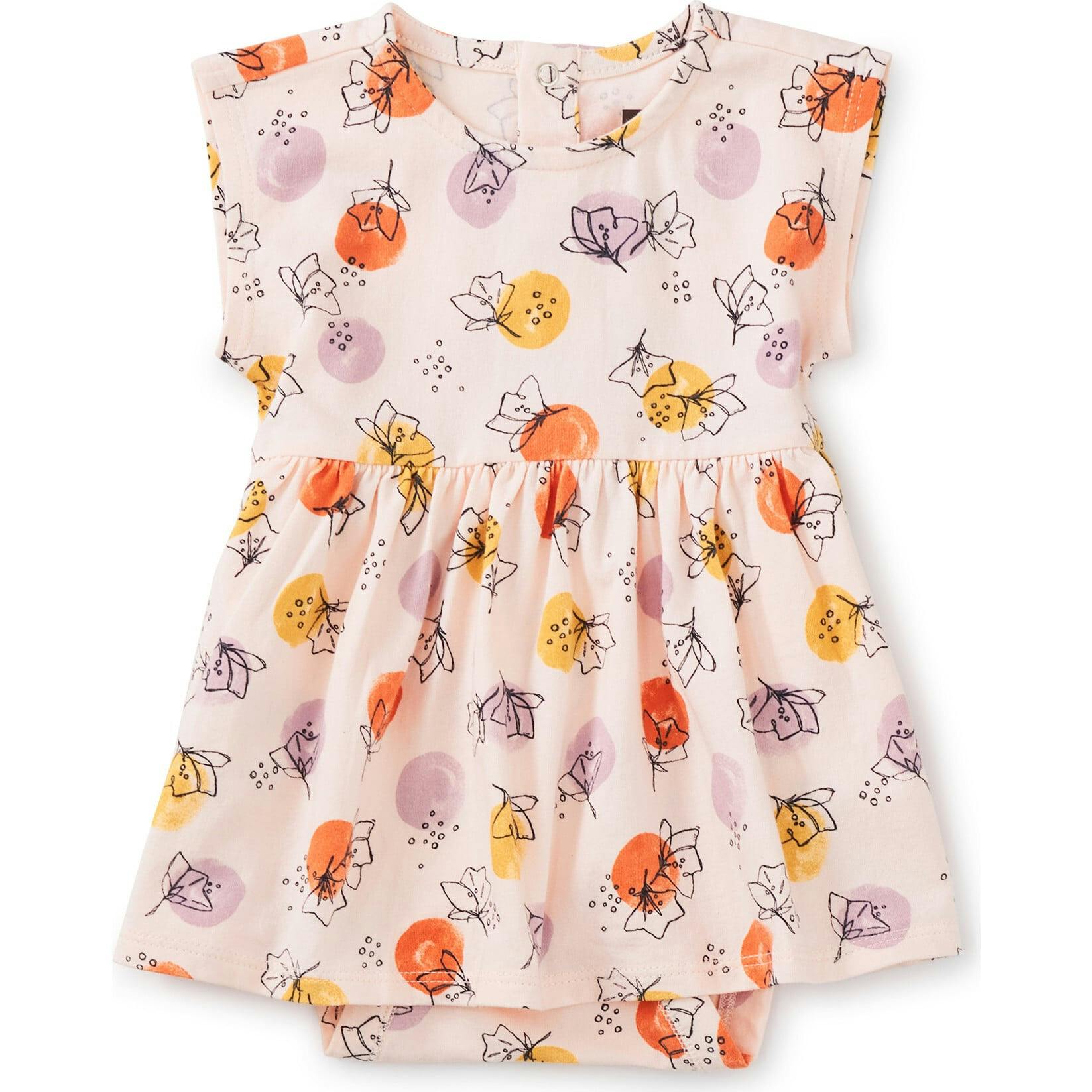 Printed Cap Sleeve Bodysuit Dress, Pink