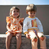 Linen Strawberry Ruffle Baby Romper