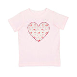 Dainty Rose Pearl Heart Patch Short Sleeve T-Shirt