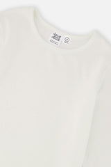 Brushed Rib Crew Neck Top Off-White