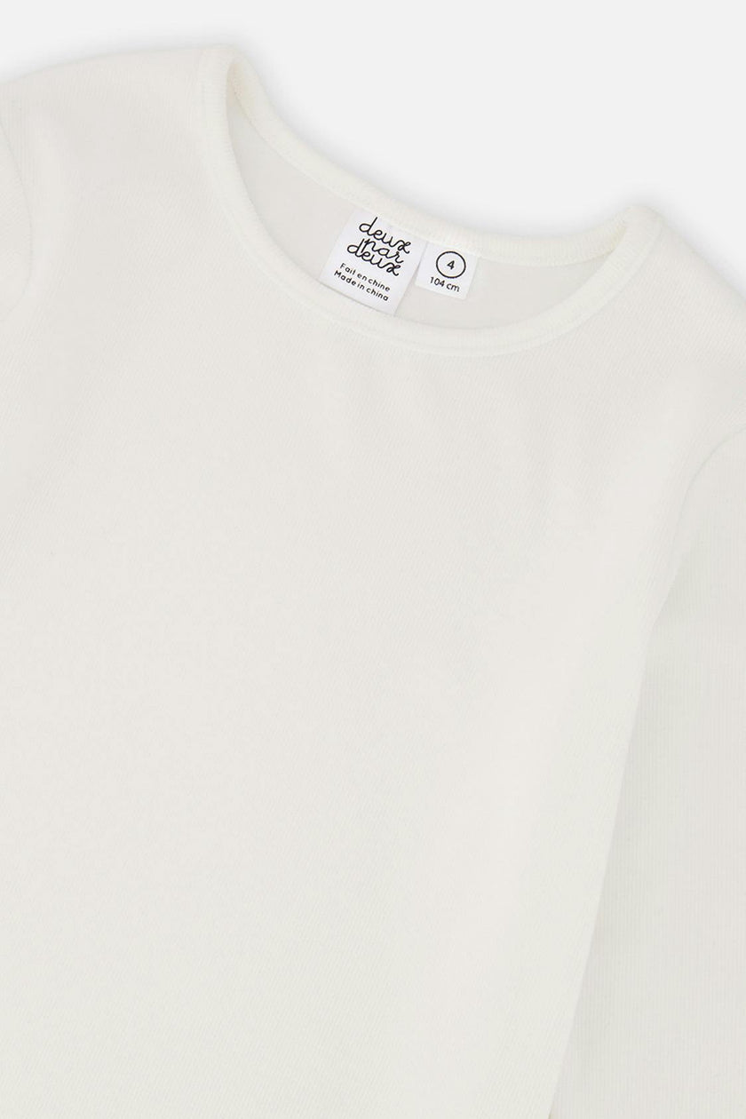 Brushed Rib Crew Neck Top Off-White