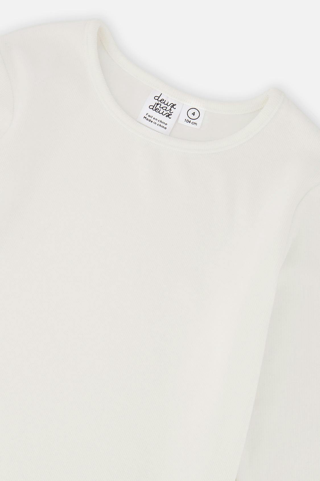 Brushed Rib Crew Neck Top Off-White
