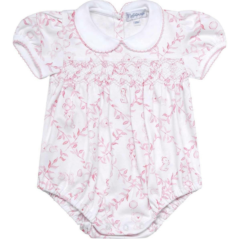 Pink Bears Trellace Smocked Bubble