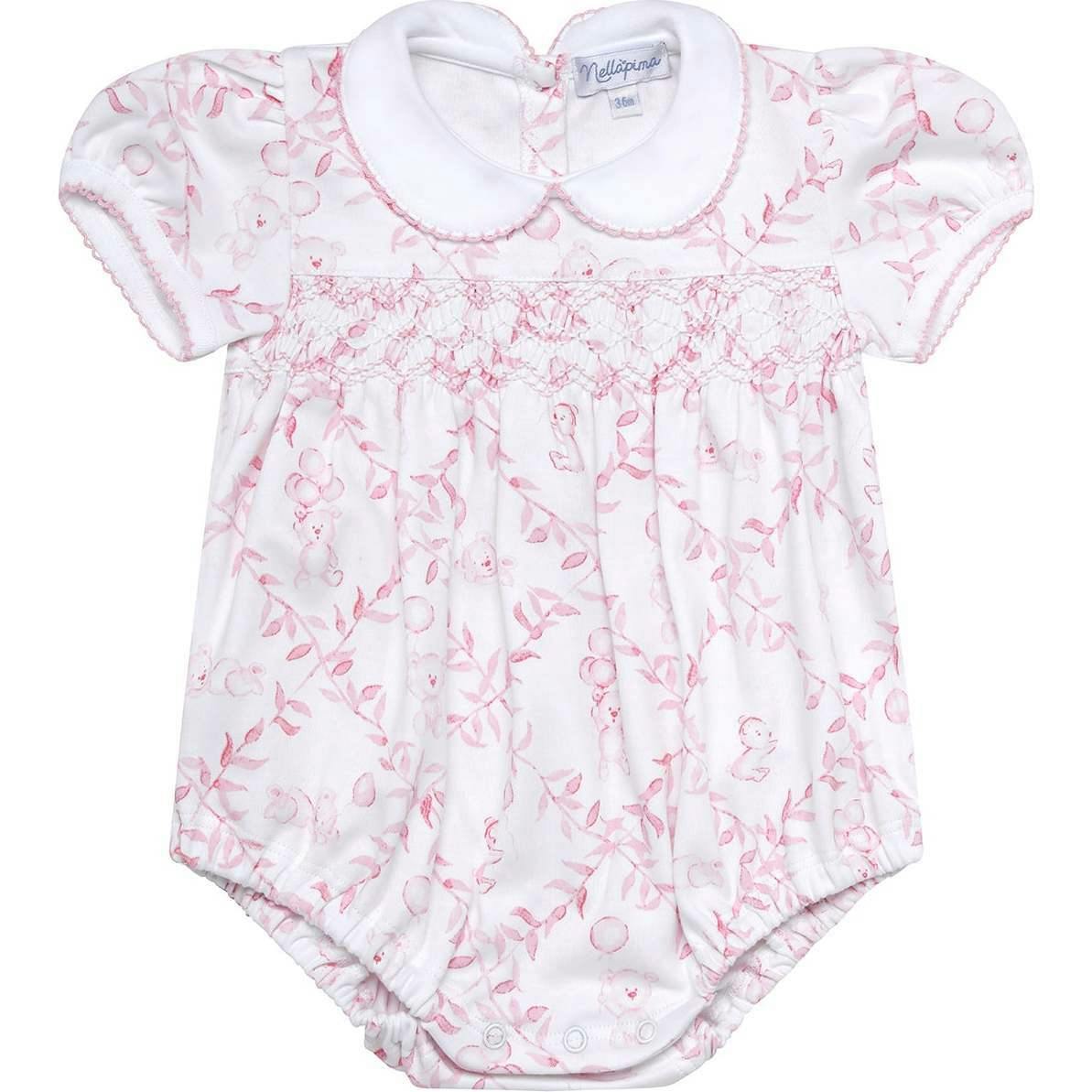 Pink Bears Trellace Smocked Bubble