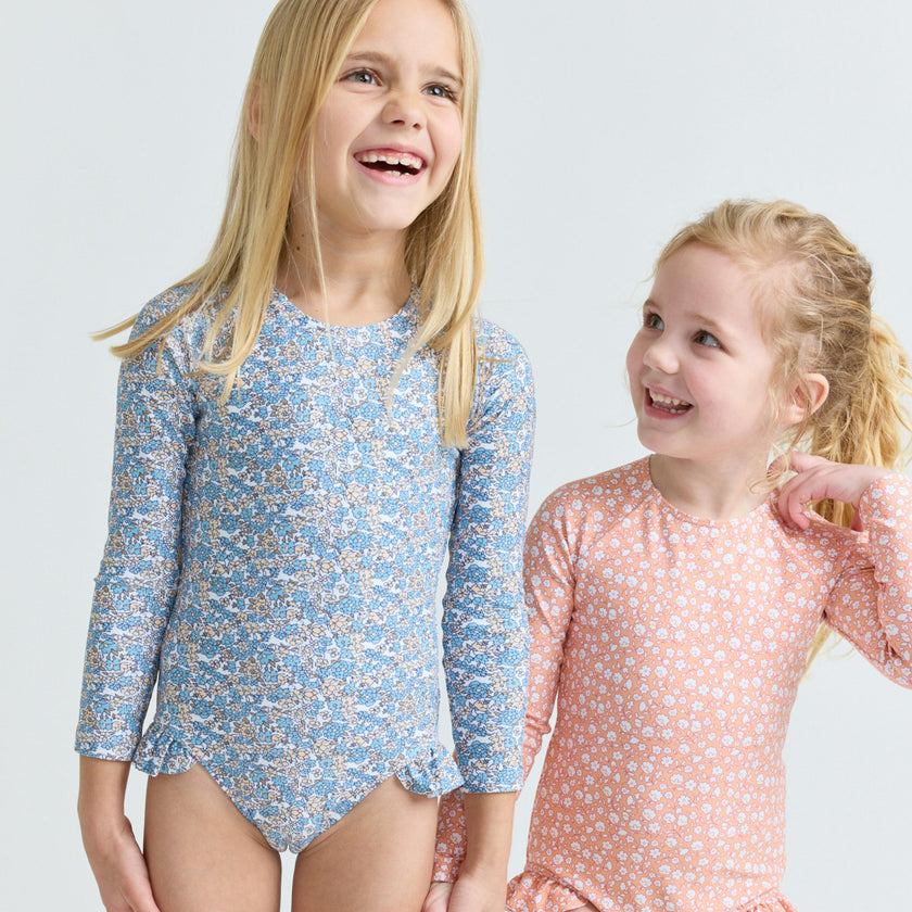 girls original slate floral rashguard one piece