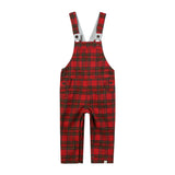 GENTRY Festive Red Plaid Brushed Cotton Woven Overalls
