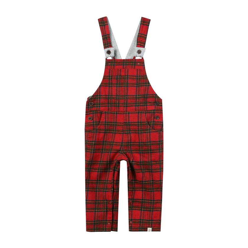 GENTRY Festive Red Plaid Brushed Cotton Woven Overalls