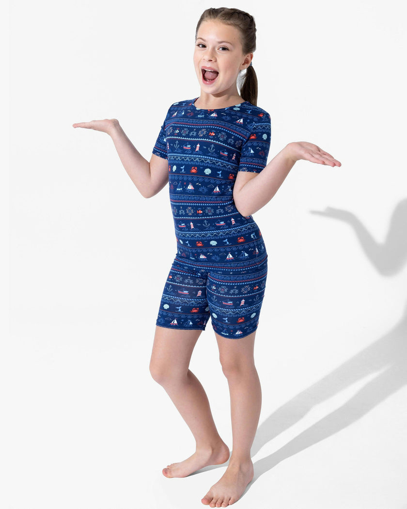 Sail Away Fair Isle Bamboo Kids Pajama Short Set