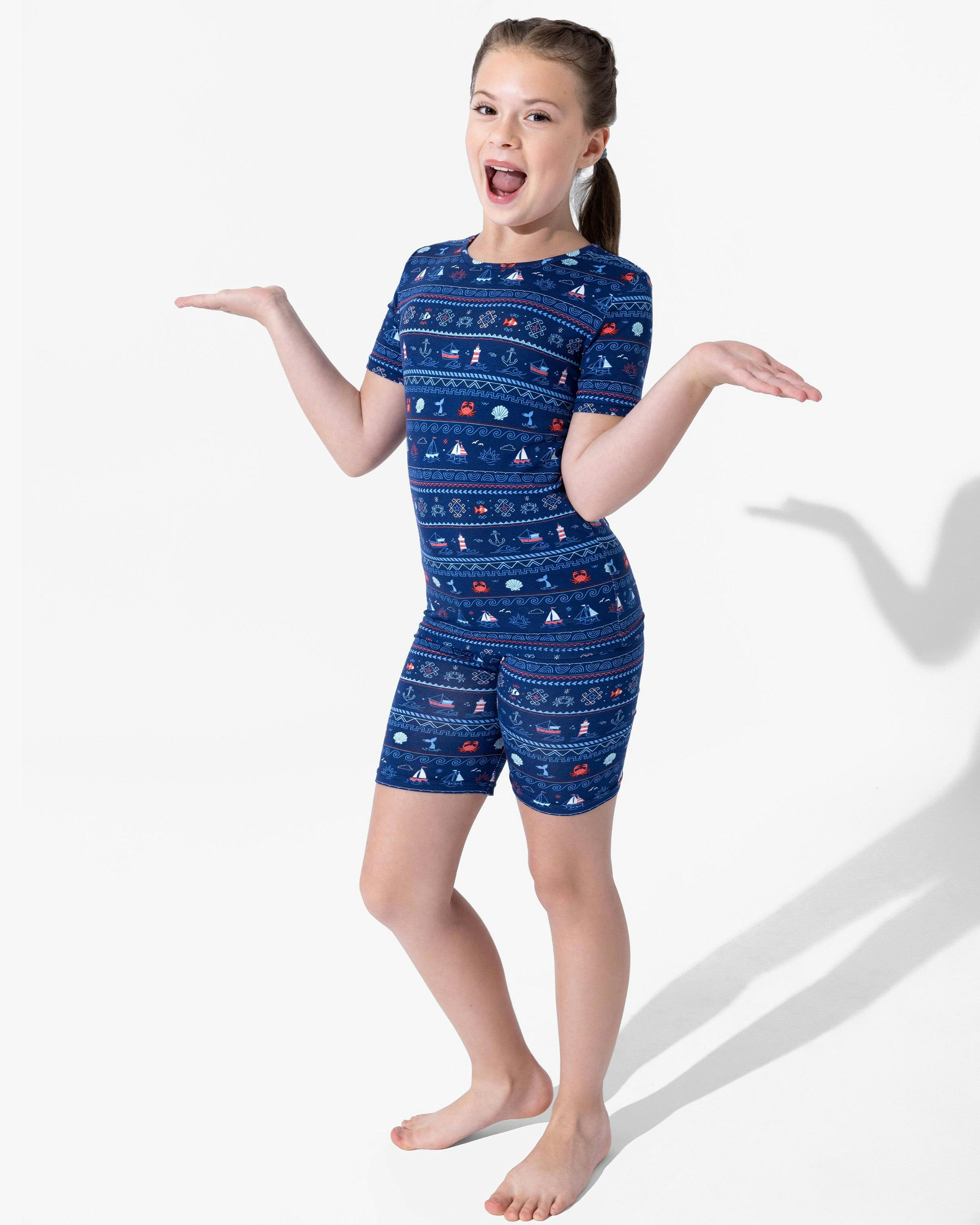 Sail Away Fair Isle Bamboo Kids Pajama Short Set