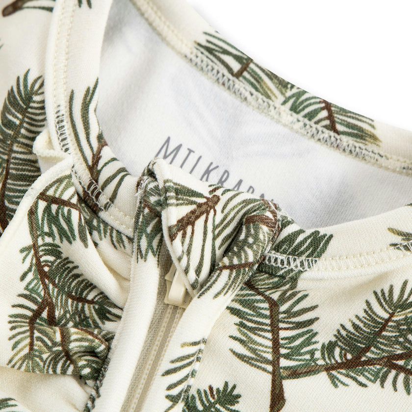 Pine Brushed Ruffle Footed Romper